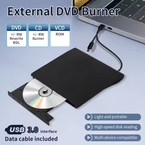 USB 3.0 Type-C DVD Burner Recorder External RW CD Writer Slim DVD-ROM Optical Drive Reader Player Po