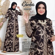 gamis batik wanita jumbo ld 116 pj 140cm , gamis batik kombinasi