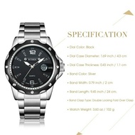 jam tangan pria biden waterproof YN0012-silver black fashion bisnis .M