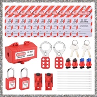 (PQAT) Electrical Circuit Breaker Lockout Tagout Kit Safty Padlock Set Plug Lock Out Tag Station Has