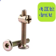 (SET With Barrel Nut ) - JCBC M6 Bolt & Nut Pan Head Allen Bolt / JRN Cross Dowel Barrel Nut / Furni