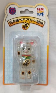 全新絕版BE@RBRICK 100%透明招財貓