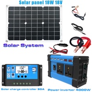 Solar system Set Mono Solar Panel 18W 18V+ Power Inverter 4000W+Solar Charge Controller 30A