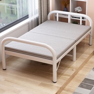 Metal Bed Frame Single Foldable Bed Single Folding Bed H Delivery To SG ome Lunch Break Office Portable Nap Simple Durable Accompanying Iron Bed Hard-Based Bed 单人床