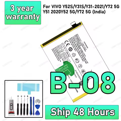 100% New High Quanlity Battery B-O8 For VIVO Y52S/Y31S/Y31-2021/ Y72 5G /Y51 2020/Y52 5G/Y72 5G (lnd