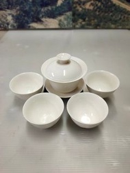 早期1990年代-個人收藏品茗茶器*-7件象牙白磁三件碗磁茶器組°