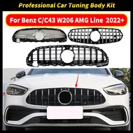 Front Grille Grill Tuning For Mercedes Benz C  C43 W206 S206 2022+ like C200 C220 C300 AMG Line or A
