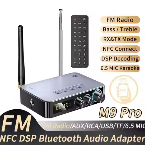 M9/M9Pro Bluetooth 5.1 Audio Receiver Transmitter DSP Wireless Adapter NFC/3.5mm AUX/RCA/USB U-Disk/