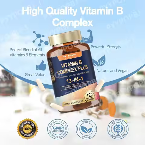 13-in-1 Vitamin B Complex Plus with Vitamin B1, B2, B3 (Niacin), B4, B5, B6, B7 (Biotin)B8 (Inositol