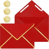 5x7 Envelopes for Iinvitations, Colored Envelopes 250g Pearl Fancy Gold Envelopes V Flap For 5x7 4x6