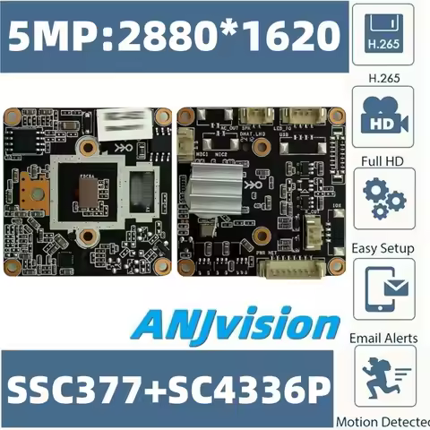 AnjiaVision MStar SSC377+SC4336P 5MP 2880*1620 H.265 IP Camera Module Board Onvif Low illumination R