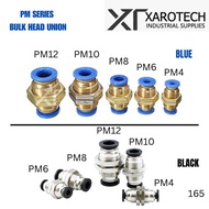 PM Series Bulk Head Union PM4 PM6 PM8 PM10 PM12 4MM 6MM 8MM 10MM 12MM Pneumatic Push In Fitting One 