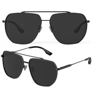 LUENX Rectangular Polarized Aviator Sunglasses for Men Retro Pilot Shades Driving UV400 Protection