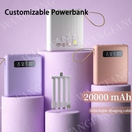 Customized power bank 20000mAh  4 in 1 cable with light