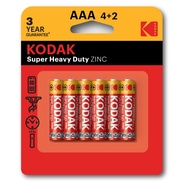 6PCS GENUINE KODAK Zinc AAA Super Heavy Duty Battery 1.5V - K3AHZ-6.