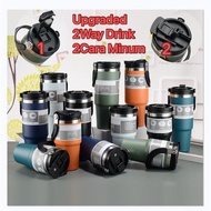 600ML / 900ML / 1200ML Water Bottle Stainless Steel Tumbler With Straw Coffee Cup Botol Air Tahan Se