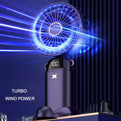 Electric Portable Handheld Fan 6000mAh Rechargeable Air Cooler Cooling Fan Mini Foldable Desktop Fan