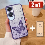LAYAR 2 in 1 Case for OPPO A60 A60 NFC CPH2631 Phone Case with Screen Protector Phone Cover Rhinesto