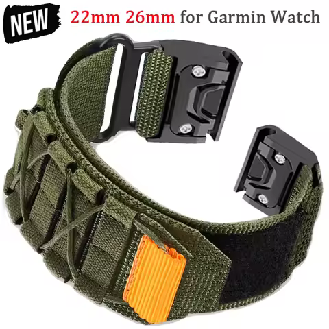 22mm 26mm Nylon Loop Strap for Garmin Fenix 7X 6X Pro 5X 5X Plus 7 6/6Pro SmartBand Bracelet for Gar