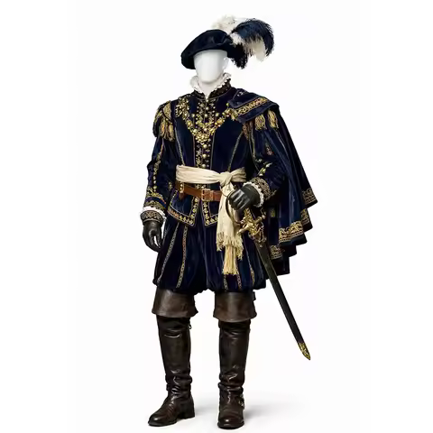 Custom Made 16th Century Renaissance Nobleman Costume Tudor Royal Navy Blue Historical Suit Events C