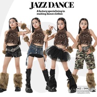 Dune Jazz Dance Costume Girls Wasteland Style Furry Vest Girl Group Leopard Print Song Suit Children
