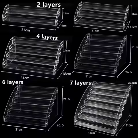 2 To 7 Layers Acrylic Nail Polish Desktop Transparent Ladder Display Stand Lipstick Lipstick Cosmeti