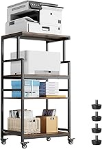 Aquzee 4-Tier Extra Large Printer Stand with Storage, 19.7" D*27.5" W*49.3" H Adjustable Shelf Rolli