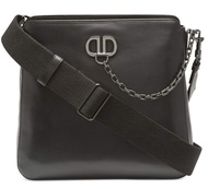 DKNY Linton Leather Messenger Crossbody Shoulder Bag - Black