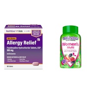 HealthCareAisle Allergy Relief 180mg Tablets 90 Count and Vitafusion Women's Multivitamin Gummies Be