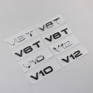 2X V6T V8T V10 3D ABS Chrome Glossy Black Emblem Car Badge Sticker Decal for A6 A7 A8 S4 S5 S6 S7 S8