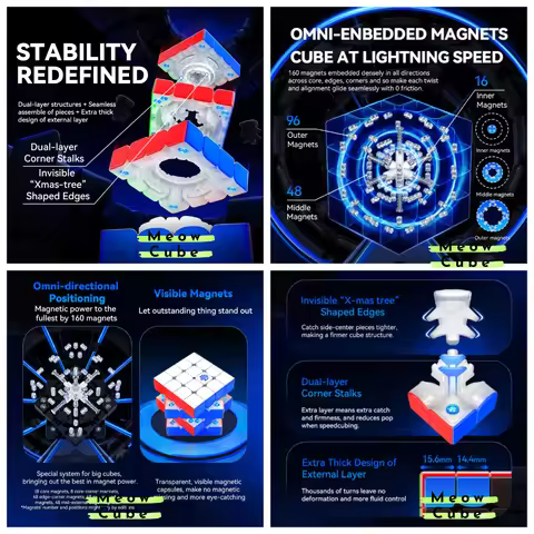[MeowCube] GAN 460M V2 UV 4x4 Magnetic Professional GAN460 Matte Speed Cube Hands-on Puzzle Cube 460