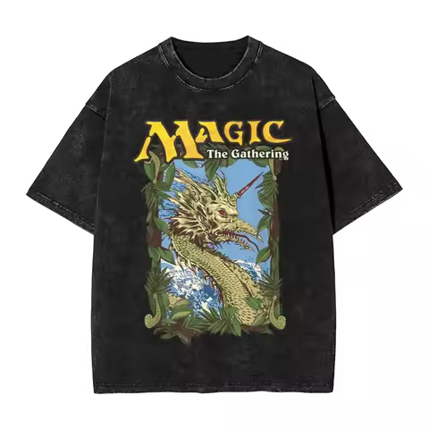 Magic Games Gathering MTG Washed T Shirt Streetwear Hip Hop Fashion T-Shirt Mirage Monsteerr Deck Te