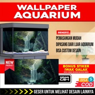 3D REAR AQUARIUM BACKGROUND WALLPAPER STICKER WITH WATERFALL PICTURE THEME CJ2