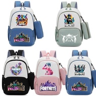 Fortnite Anime Game Printed Pen Bag+Backpack 2-piece Set Backpack Student Homecoming Party Birthday 