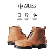 Athar Crazy Horse Leather Zipper Safety Shoes Formal Casual Airen Tan