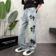 VP4U Chrome Hearts Four Seasons Cross Patch Stretch Jeans for Couples