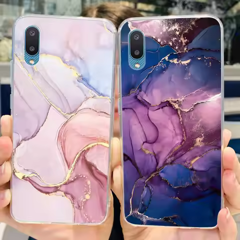 For Samsung A02 2021 Case SM-A022F Luxury Marble Printed Cover Soft Silicone Shockproof Bumper For S