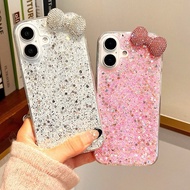 Full Glitter Pink / Silver Case with Sparkling Ribbon ALL PHONE TYPES TPU Samsung A56 A36 A35 A25 A5