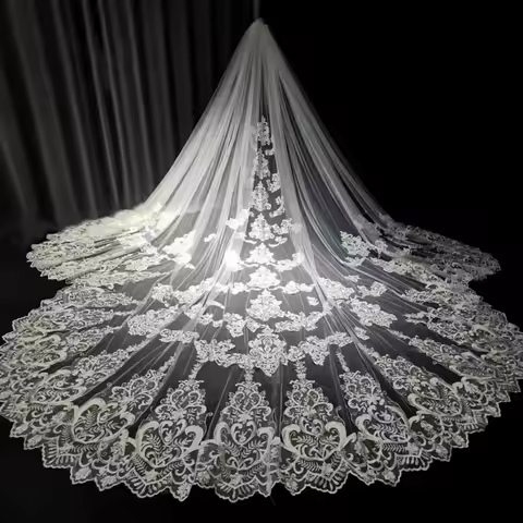 Off White Unique Lace Wedding Veil Luxury Veil Cathedral Bridal Veil Wedding Accessories