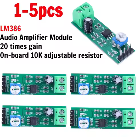 1-5pcs LM386 Audio Amplifier Module 200 Times Gain Digital Mono Amplifier Module 10K Adjustable Elec