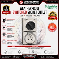 SCHNEIDER S56C313GY 13A S56C313GY 15A Weatherproof/Waterproof Switched Socket Outlet - IP66 (Sirim A