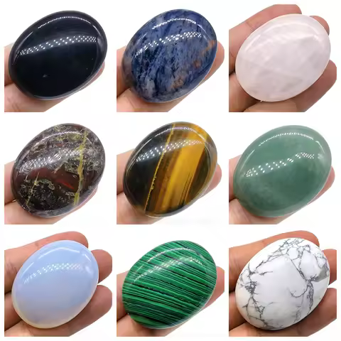 Pocket Palm Rock Stone Natural Crystal Quartz Healing Polished Tiger Eye Opalite stress anxiety ther