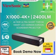 Viewsonic X1000-4K+ | Viewsonic 4K HDR Ultra Short Throw Smart LED Soundbar Projector | 3 Years Warranty