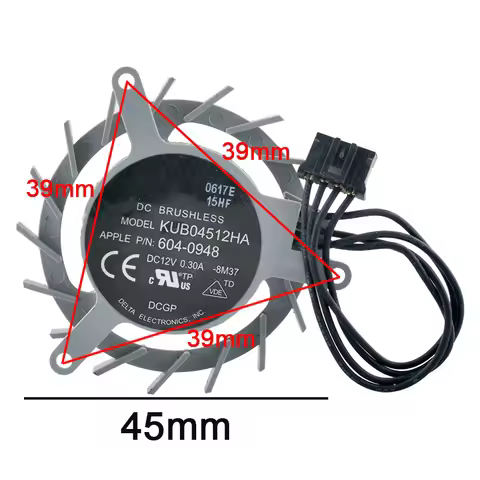 KUB04512HA Graphics Card Cooling Fan 45mm Diameter Hole Spacing 39mm DC12V 4-Pin Compatible with Mac