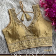 {**ส่งฟรี**} SMALL INDIA 🌷✨ Heavy Pure Roman Silk Bridal Blouse เสื้อครอป 🌷✨ Women Blouse Crop Tops