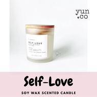 SELF-LOVE Scented Soy Wax Candle | Frosted Glass Jar with wooden lid | Lilin Luxury scent