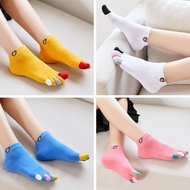 KY/🍉New Purified Cotton Toe Socks Women's Autumn and Winter Short 100% Cotton Socks Ankle Socks Mid-Calf Cute Thick Long