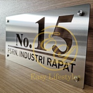 STAINLESS STEEL MODERN HOUSE NUMBER PLATE, NOMBOR RUMAH TERKINI 400MM X 200MM