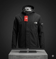 Jaket Parasut The North Face Tnf Black Zipper Logo Bordir Premium