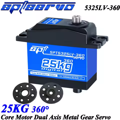 SPT 5325LV-360 25KG Dual Axis Low Voltage High-speed Metal Gear 360° Digital Servo for 1/8 1/10 RC C